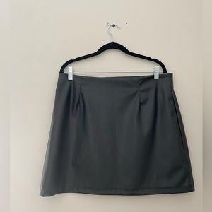 Glassons Black Leather Mini Skirt with Side Slit